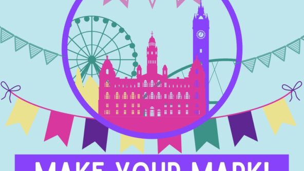 Make Your Mark Pack cover sheet, showing the MYM logo surrounded with colourful bunting.